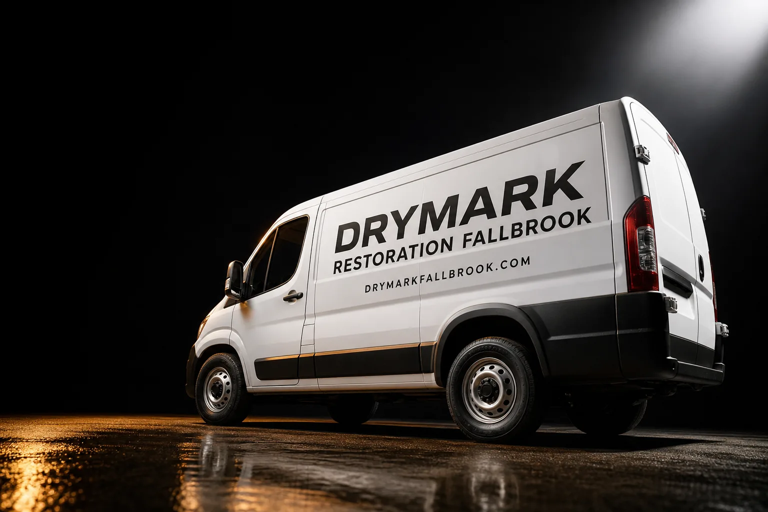 DryMark Restoration Fallbrook damage restoration service vehicle and crew in Fallbrook, CA